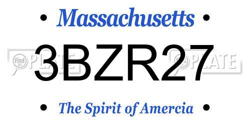3BZR27 Massachusetts License Plate