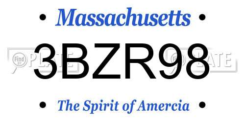 3BZR98 Massachusetts License Plate
