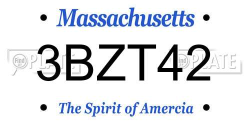 3BZT42 Massachusetts License Plate