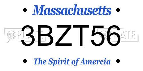 3BZT56 Massachusetts License Plate