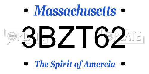 3BZT62 Massachusetts License Plate