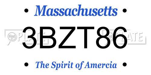 3BZT86 Massachusetts License Plate