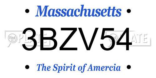 3BZV54 Massachusetts License Plate