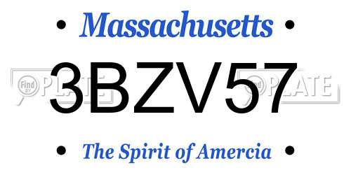 3BZV57 Massachusetts License Plate