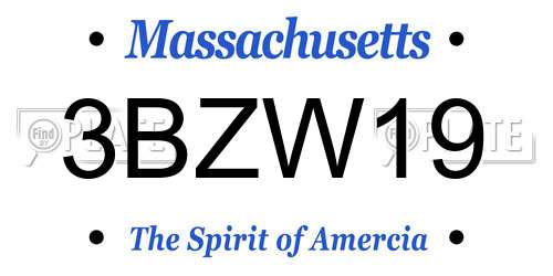 3BZW19 Massachusetts License Plate
