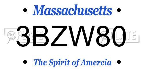3BZW80 Massachusetts License Plate