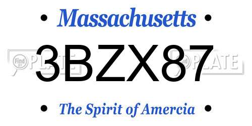 3BZX87 Massachusetts License Plate