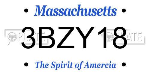 3BZY18 Massachusetts License Plate