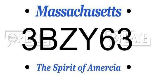 3BZY63 Massachusetts License Plate
