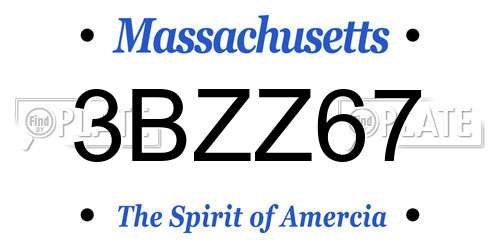 3BZZ67 Massachusetts License Plate