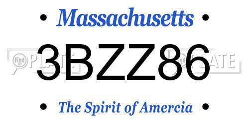 3BZZ86 Massachusetts License Plate