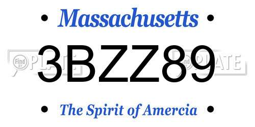 3BZZ89 Massachusetts License Plate