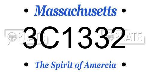 3C1332 Massachusetts License Plate