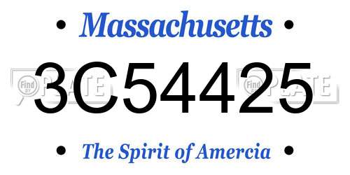 3C54425 Massachusetts License Plate