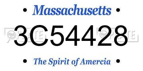 3C54428 Massachusetts License Plate