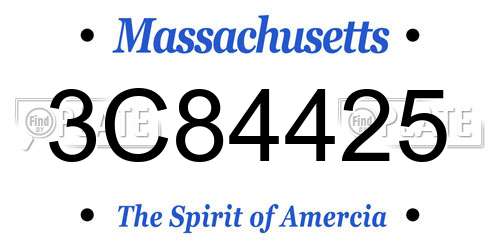 3C84425 Massachusetts License Plate