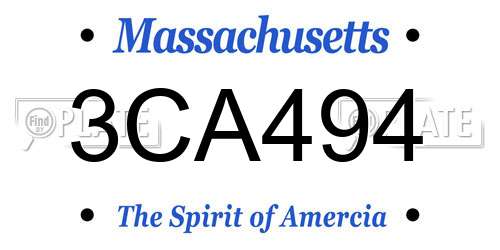 3CA494 Massachusetts License Plate