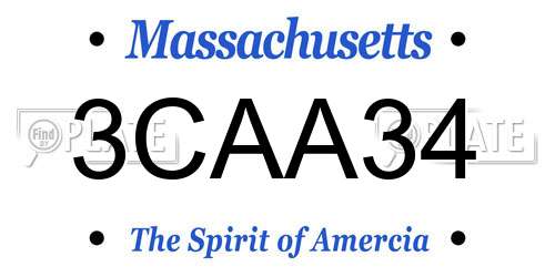 3CAA34 Massachusetts License Plate