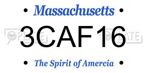 3CAF16 Massachusetts License Plate