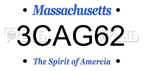 3CAG62 Massachusetts License Plate