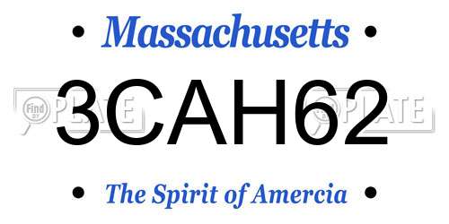 3CAH62 Massachusetts License Plate