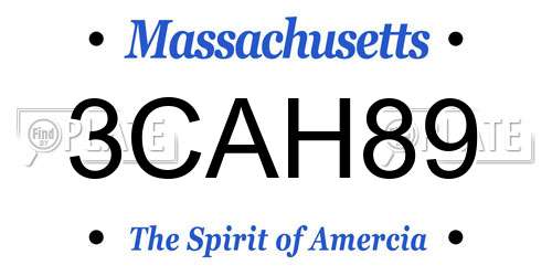 3CAH89 Massachusetts License Plate