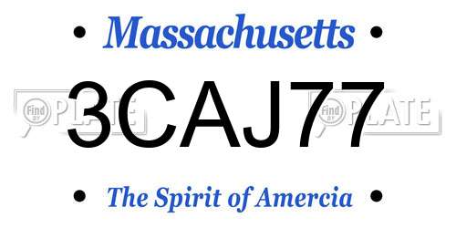 3CAJ77 Massachusetts License Plate