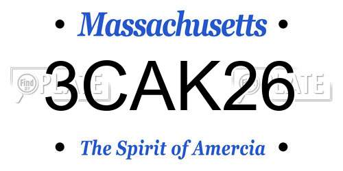 3CAK26 Massachusetts License Plate