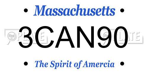 3CAN90 Massachusetts License Plate