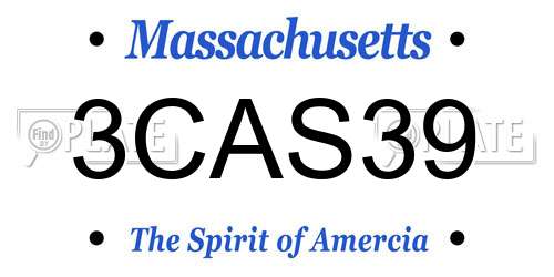3CAS39 Massachusetts License Plate