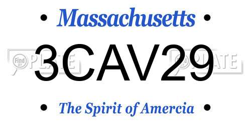 3CAV29 Massachusetts License Plate