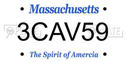 3CAV59 Massachusetts License Plate