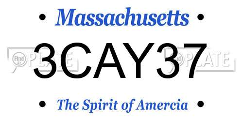 3CAY37 Massachusetts License Plate