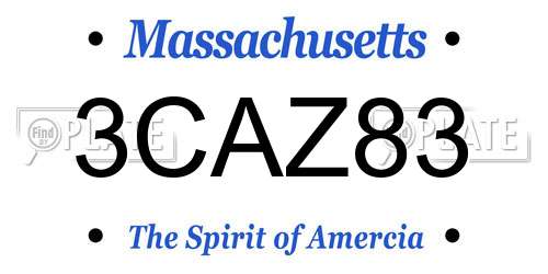 3CAZ83 Massachusetts License Plate