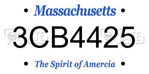 3CB4425 Massachusetts License Plate