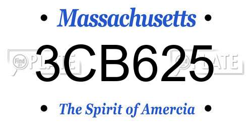 3CB625 Massachusetts License Plate