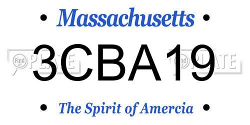 3CBA19 Massachusetts License Plate