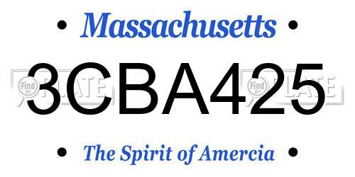 3CBA425 Massachusetts License Plate