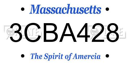 3CBA428 Massachusetts License Plate