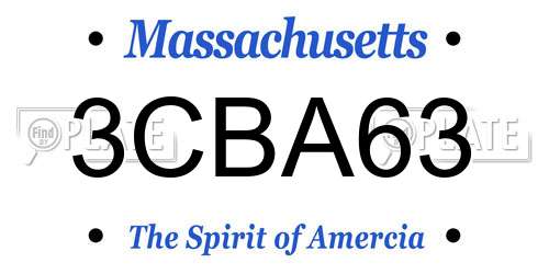 3CBA63 Massachusetts License Plate