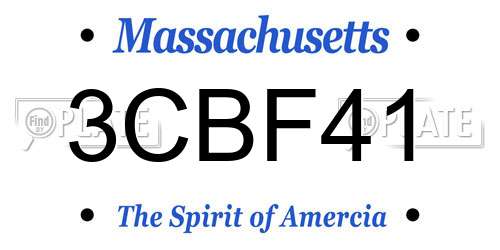 3CBF41 Massachusetts License Plate