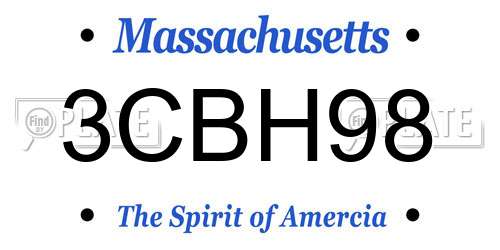 3CBH98 Massachusetts License Plate