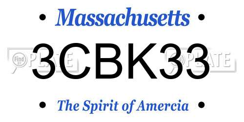 3CBK33 Massachusetts License Plate