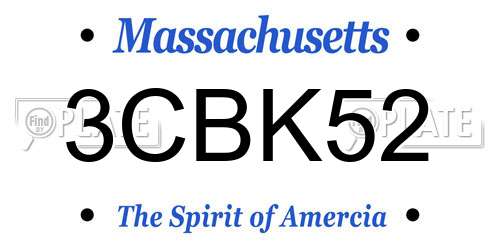 3CBK52 Massachusetts License Plate