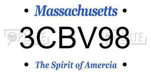 3CBV98 Massachusetts License Plate