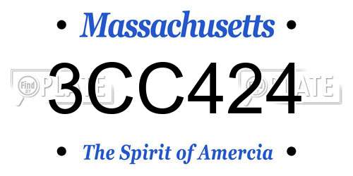 3CC424 Massachusetts License Plate