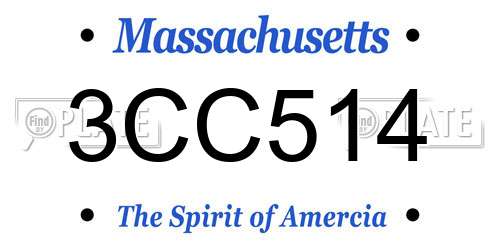 3CC514 Massachusetts License Plate