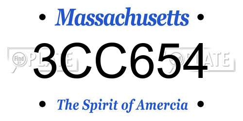 3CC654 Massachusetts License Plate