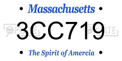 3CC719 Massachusetts License Plate