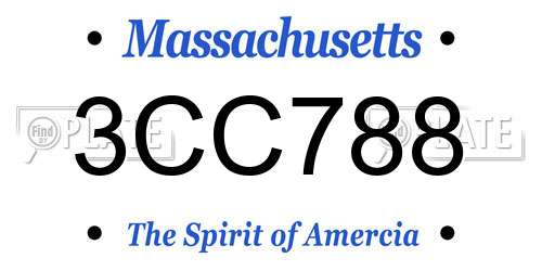 3CC788 Massachusetts License Plate